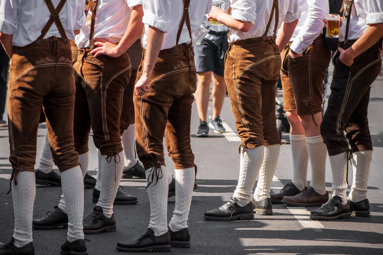 Traditional Bavarian Outfit - Leather Pants, Shirt, and Socks